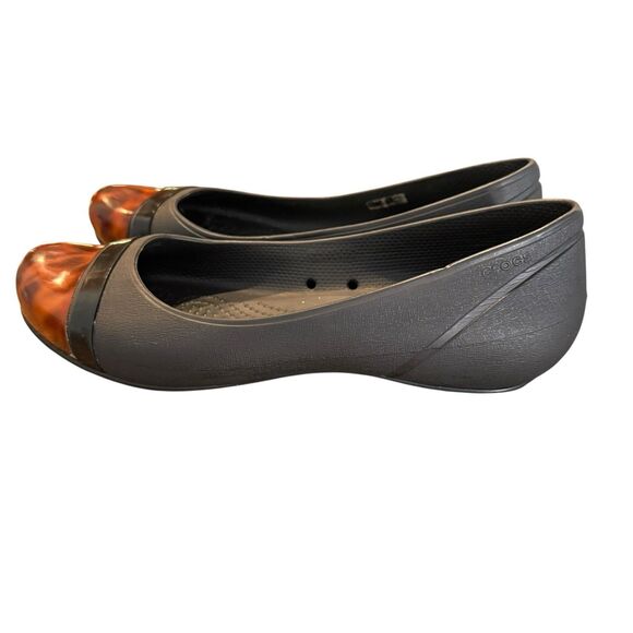 Size 9 Crocs Gianna Alice Tortoise Shell Brown Cap Toe Ballet Women Flats - Picture 2 of 7
